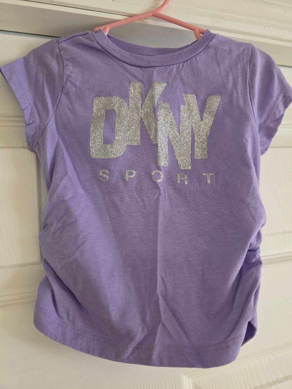 DKNY Lavender Short-Sleeve Tee with Silver Glitter Logo